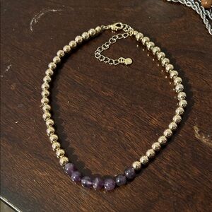 Elegant Gold and Amethyst Beaded Choker